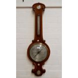 A 19th century mahogany cased mercury column banjo barometer with silvered dials