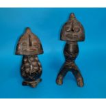 Two African Tribal pottery stylised figures, height 7" and 6"