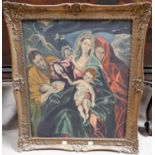 After El Greco: oil on canvas, "Madonna of the Sweets", 18" x 15", gilt framed