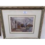 F Mercer: "Haddon Hall", watercolour, signed, 6.5" x 9", framed and glazed; other pictures and