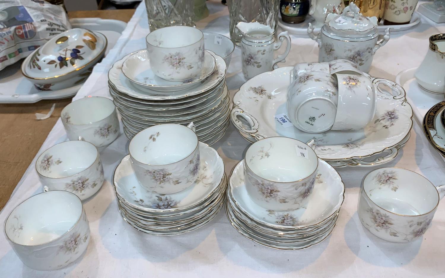 A Rosenthal Bavarian tea service, 12 settings, floral decoration with gilt borders