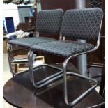 A set of 6 designer dining chairs in tubular chrome after the 'Cesca' design of Marcel Breuer, the