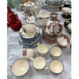 A Palissy 'Chinese Flower' 13-piece part coffee set; a Stanley 18-piece Japan pattern part teaset; a