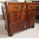 A 19th century continental figured mahogany chest of 3 drawers, Biedermeier period, 36"