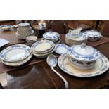 A Booths Dragon pattern blue and white part dinner service