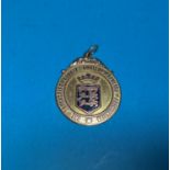 A 9 carat gold Bowling Association medallion, dated 1917, 8.4 gm