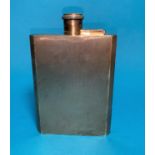 A hallmarked silver engine turned hip flask, Birmingham 1948