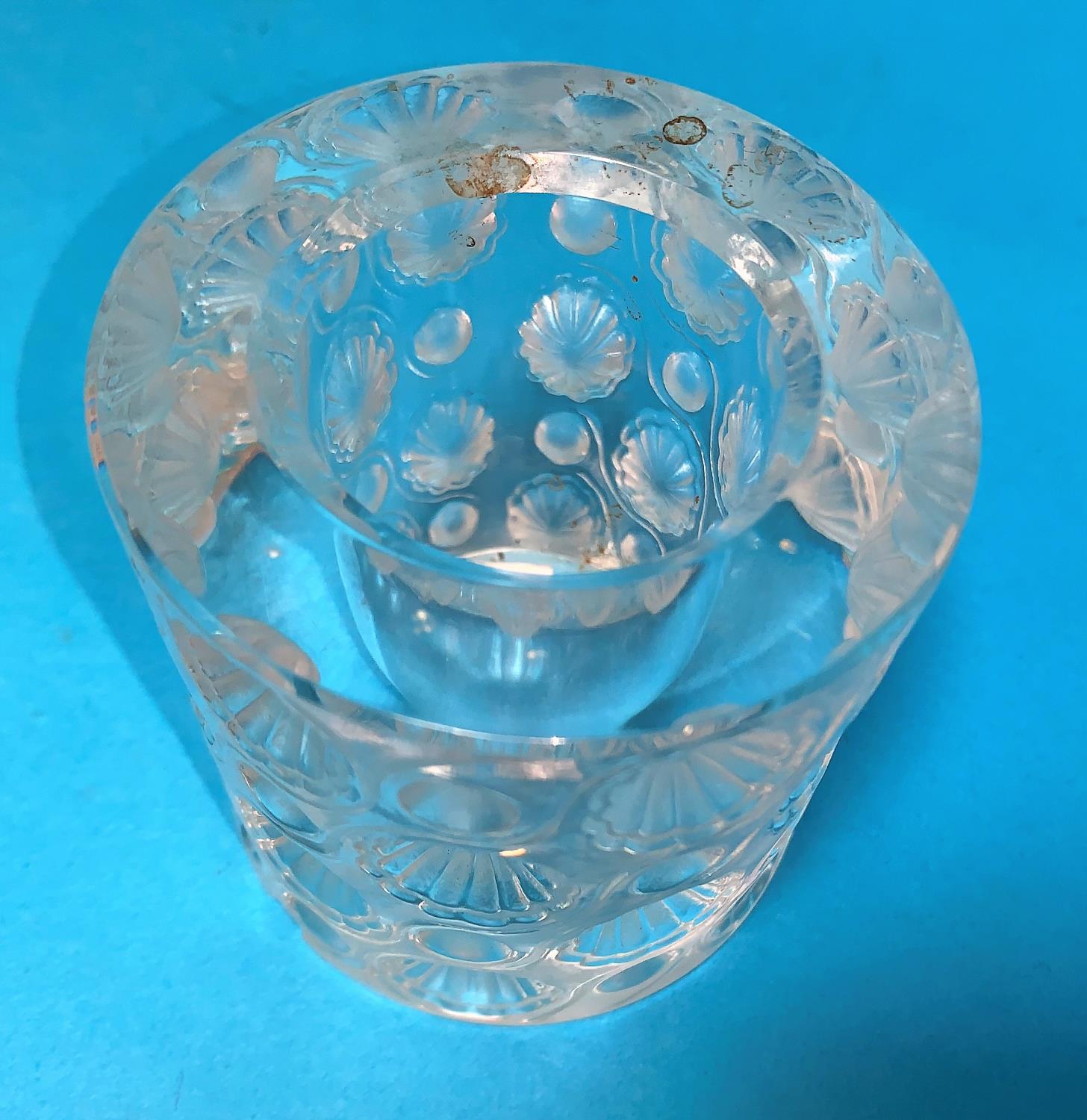 A Lalique cylindrical glass posy vase with moulded decoration, 7.5 cm - Image 2 of 3