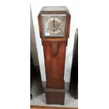 A 1930's oak cased granddaughter clock with 3 train 8 day movement, 55"