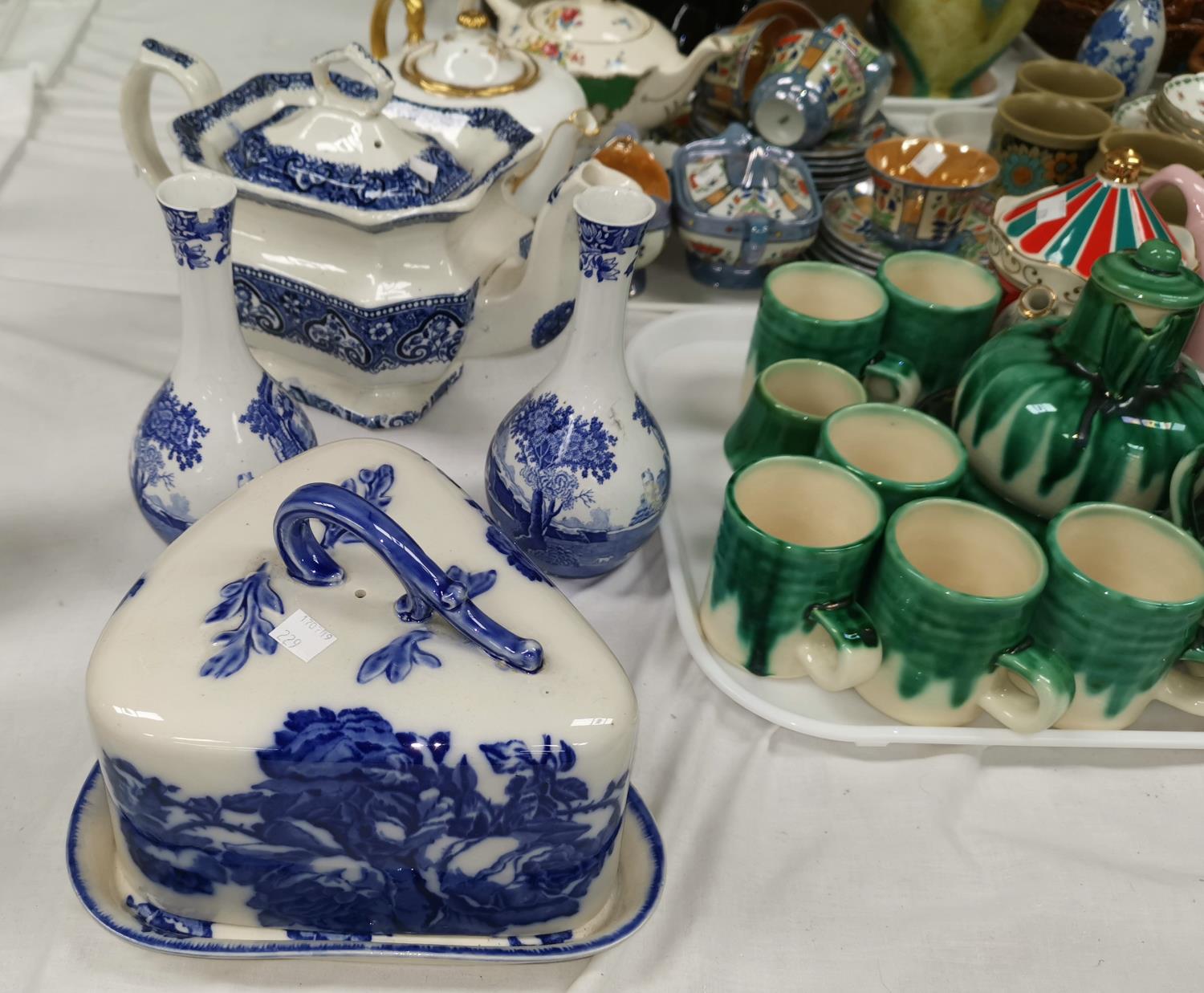 A blue & white teapot; other blue & white china; a Portmeirion covered tureen; Royal Worcester