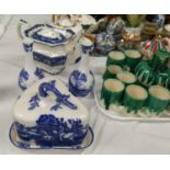 A blue & white teapot; other blue & white china; a Portmeirion covered tureen; Royal Worcester