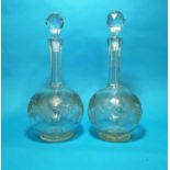 A pair of Victorian cut and engraved decanters; a selection of other cut glass