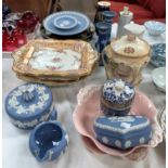 A selection of Wedgwood blue jasperware; decorative china
