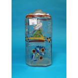 An antique Venetian style glass bottle decorated in coloured enamels