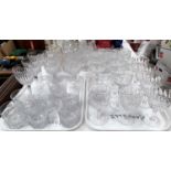 A set of 6 cut back drinking glasses; a set of 6 cut goblets; a set of 4 similar; a set of 6 cut