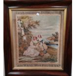 A 19th century Berlin woolwork picture: "Ann White's Work 1847", in original rosewood frame