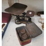 A set of H. Webb vintage weighing scales with a full set of weights