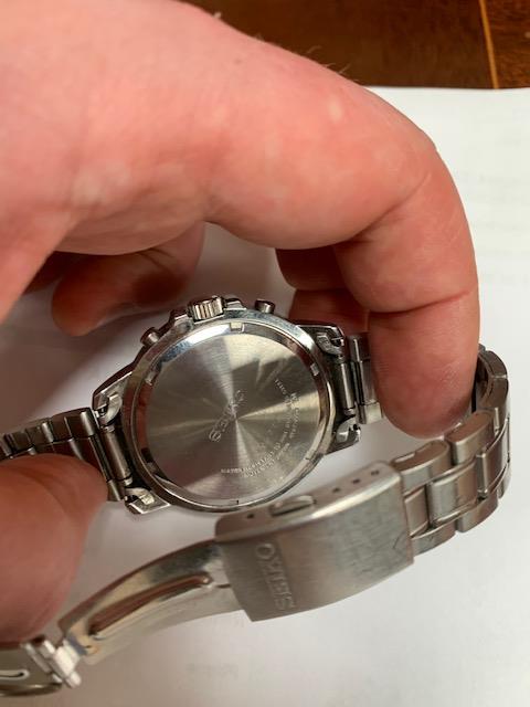 A Seiko Chronograph with various complcations 100m water resistant - Image 2 of 3