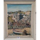 RUTH PINDER - oil painting Corner of the Harbour; Port Isaac, signed 15.5'' x 11.5''