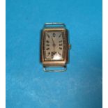 A 1920's gents Trebex rectangular wristwatch, 9 carat gold case