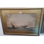 Paul Marny: Early steam & sail ship and fishing smacks off the Yorkshire coast, watercolour, signed,