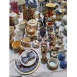 A Victorian bisque group: courting couple; a Victorian Crown Devon teapot; a selection of