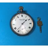 An open face silver cased pocket watch with Swiss movement, Robert Milnes, Manchester