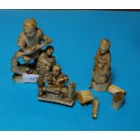Three various Japanese Meiji period ivory groups some a.f