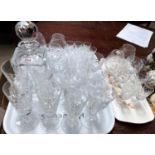 A part suite of drinking glasses with decanter; similar glasses