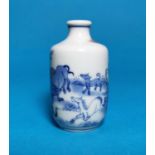 A Chinese porcelain scent bottle decorated in underglaze blue and brown with monkeys, horses,