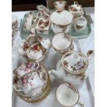 A Royal Albert Old Country Roses 13 piece part tea set with teapot; 15 pieces of trinket ware; 13