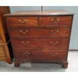 A late Georgian mahogany chest of 2 short and 3 long drawers, shaped bracket feet, 39.5"