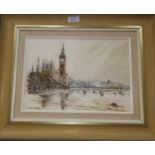 Wyn Appleford: Big Ben & Houses of Parliament, oil on canvas, signed and framed