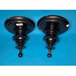 A pair of Victorian ebonised wall sconces; 2 pewter tankards; 2 oval mirrors