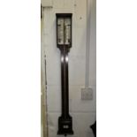 A Negretti & Zambra "Farmers Barometer" with mercury column in oak case, with thermometer and