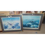 After Robert Taylor, print of Spitfires signed by Douglas Bader and Lancaster signed by Leonard