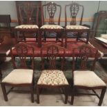 A set of 6 mid-Georgian mahogany camel back dining chairs in the Irish manner with pierced splats