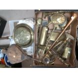 A selection of decorative brass and copperware