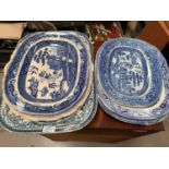 A large selection of 19th century and other blue & white meat plates