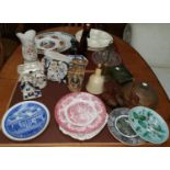 A selection of decorative china and glass, metalware etc