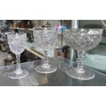 A suite of 3 sizes of cut drinking glasses; a silver plated entrée dish; etc.