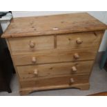 A Victorian style pine chest of 3 long and 2 short drawers