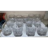 A set of 11 heavy slice cut lead crystal whisky tumblers and several others matched