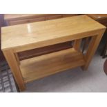 A modern light oak 2 tier side table