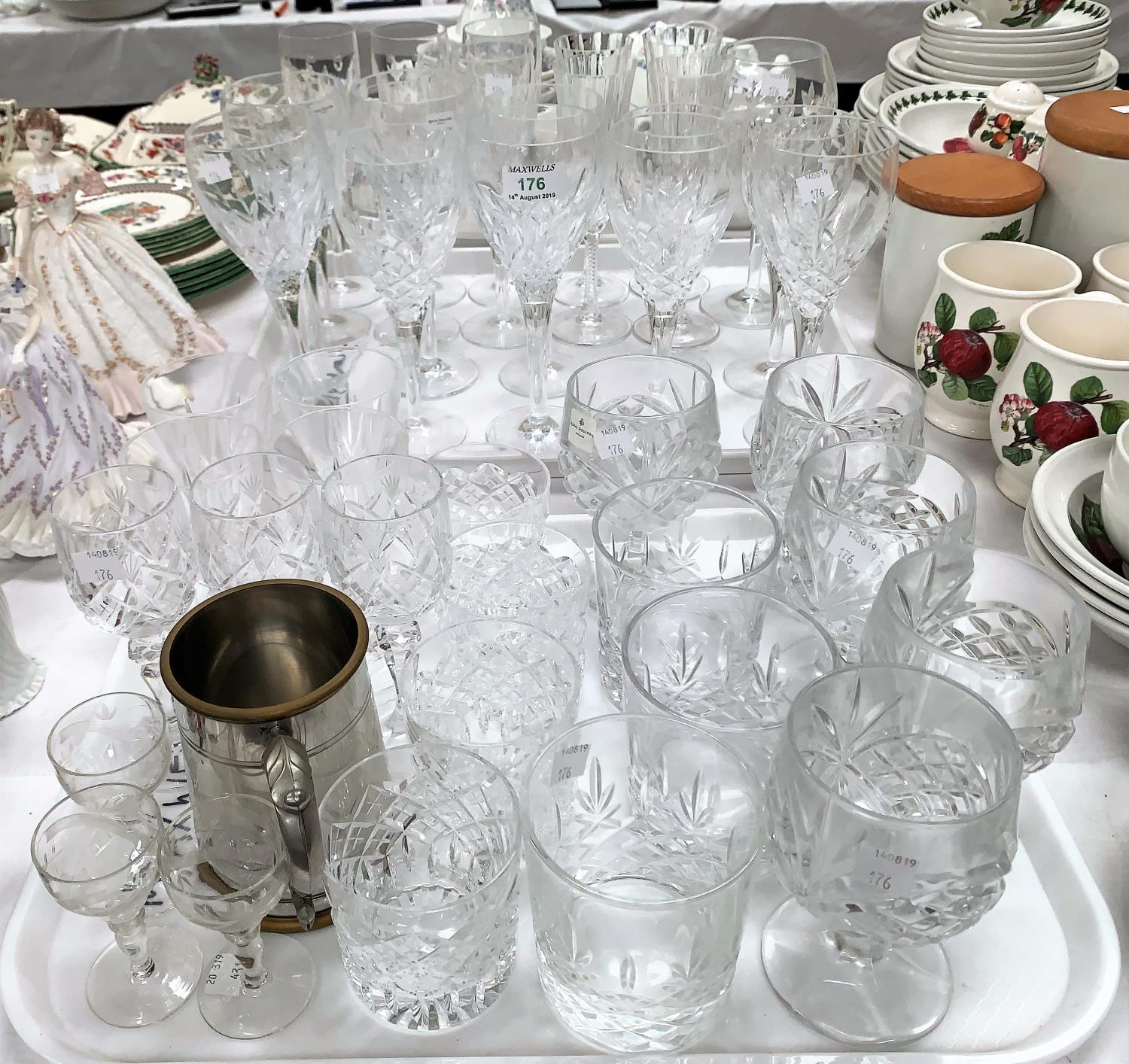 A selection of Royal Doulton and other crystal drinking glasses: 10 various tall goblets; 10 various