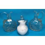 A pair of cut wine jugs; decorative china and glass