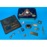 A ladies 18 carat watch case, 2 gm (a.f.); a Victorian brooch; costume jewellery and collectables