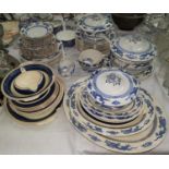 A Booths Dragon pattern blue and white part dinner service; A 1920?S WHITE PAINTED WOVEN CANE