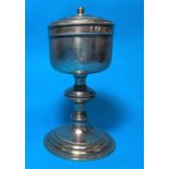 A silver covered chalice with rope twist borders, on turned knopped column and circular base, London