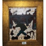 Albert Barlow: 'Good Dog', Northern scene oil on board, signed on reverse, 11.5" x 9.5", framed